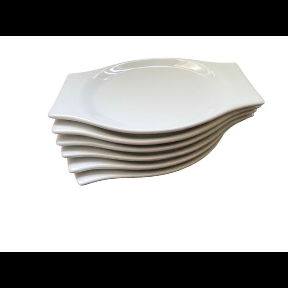 Crate & Barrel white porcelain handled appetizer plates-six - Picture 5 of 7